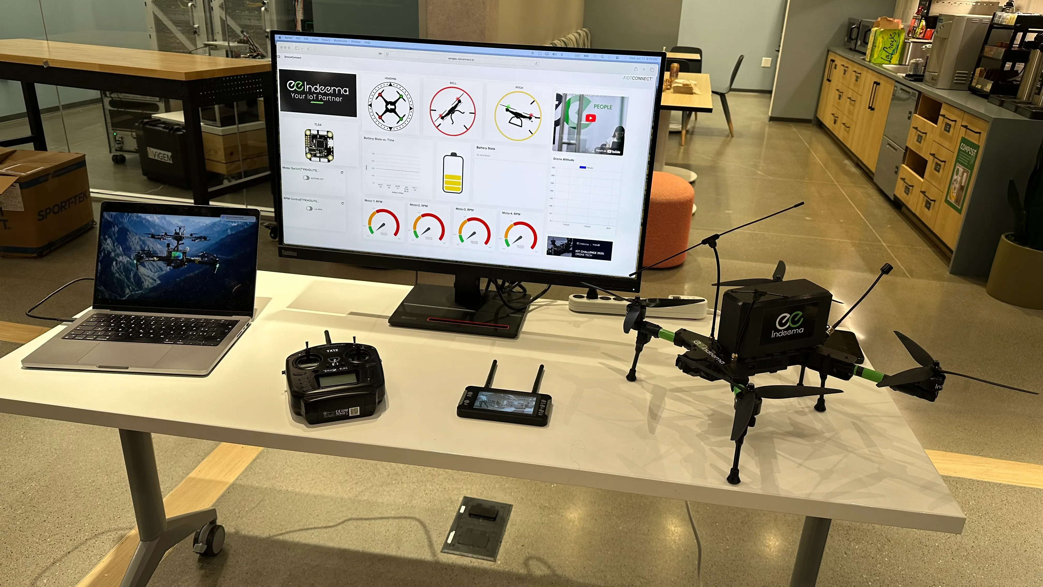 Indeema's stand with the drone prototype